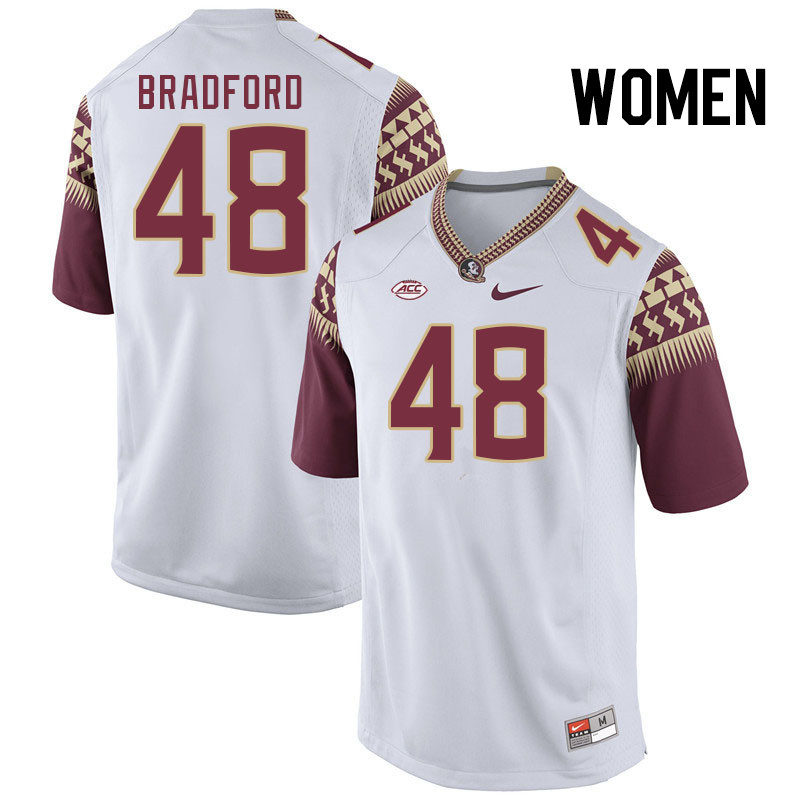 Women #48 Jayden Bradford Florida State Seminoles College Football Jerseys Stitched Sale-White